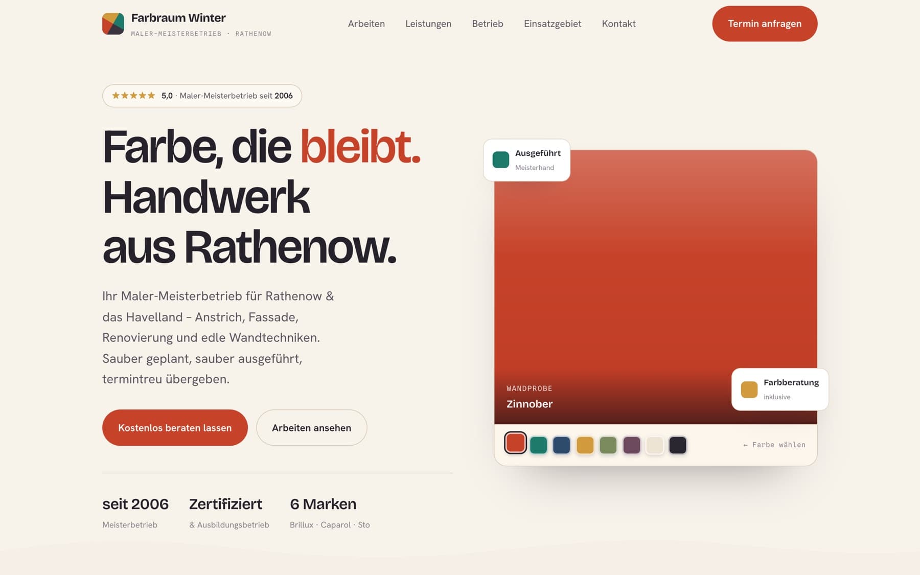 Redesign-Entwurf: Maler im Havelland